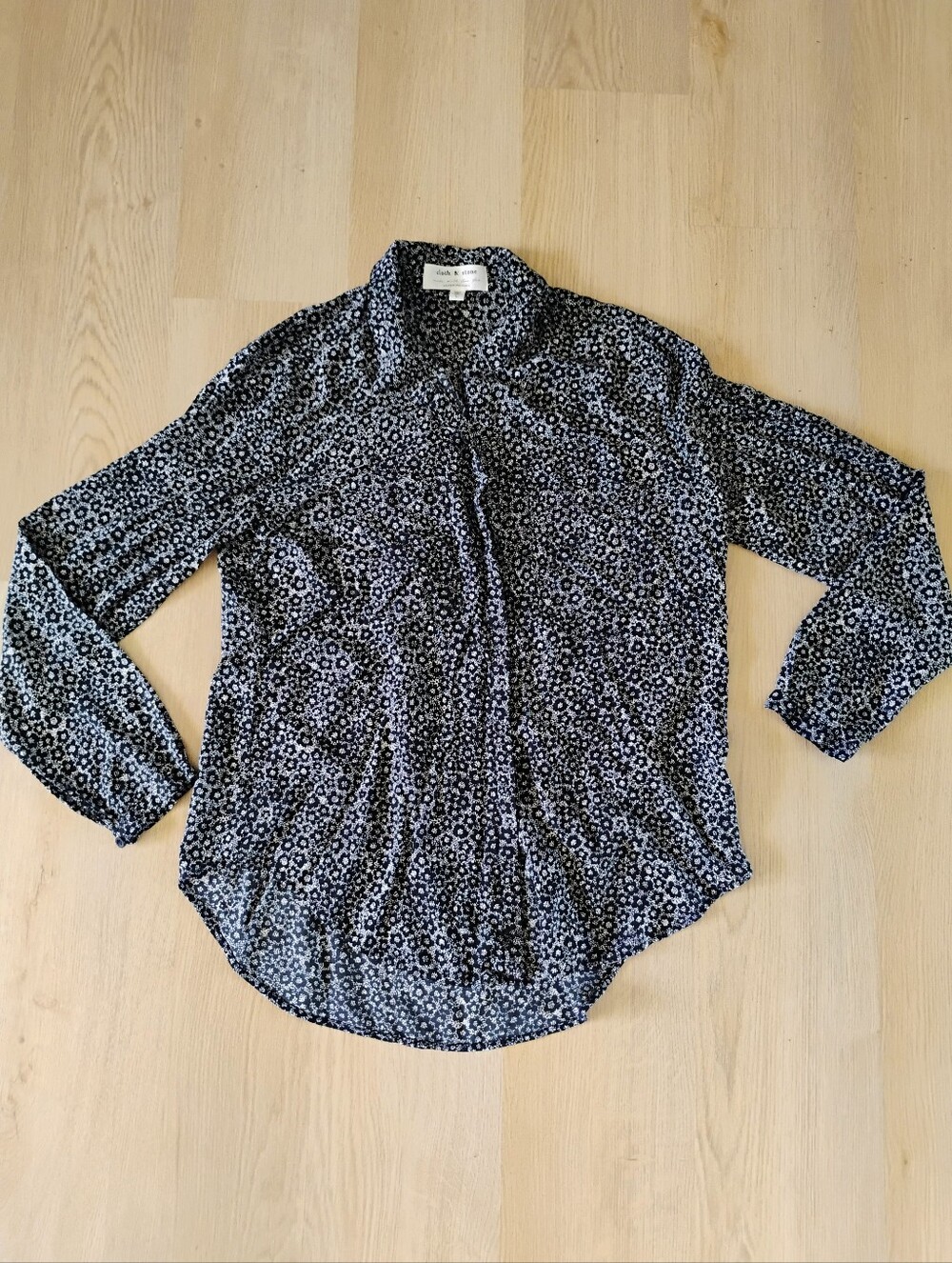 Anthropologie Cloth & Stone Black and White Floral Blouse